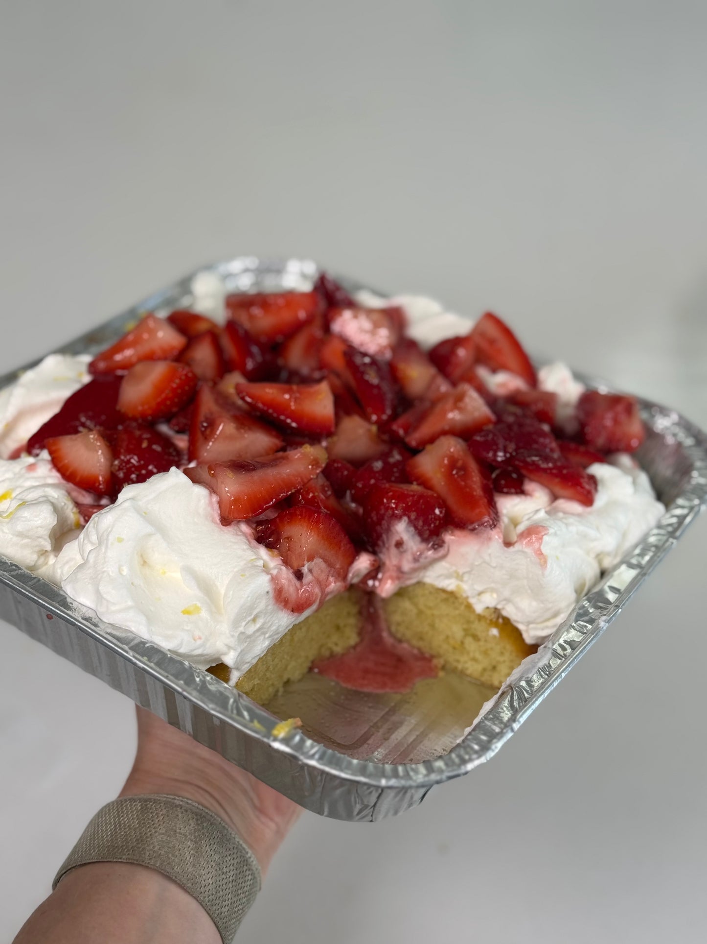 Strawberries and Cream Tray Cake, Parve