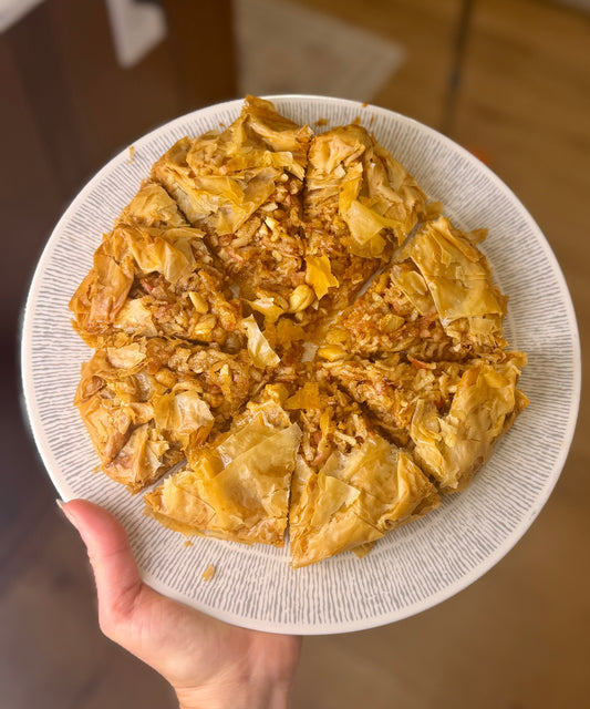 Apple Cashew Baklava Tart, Parve